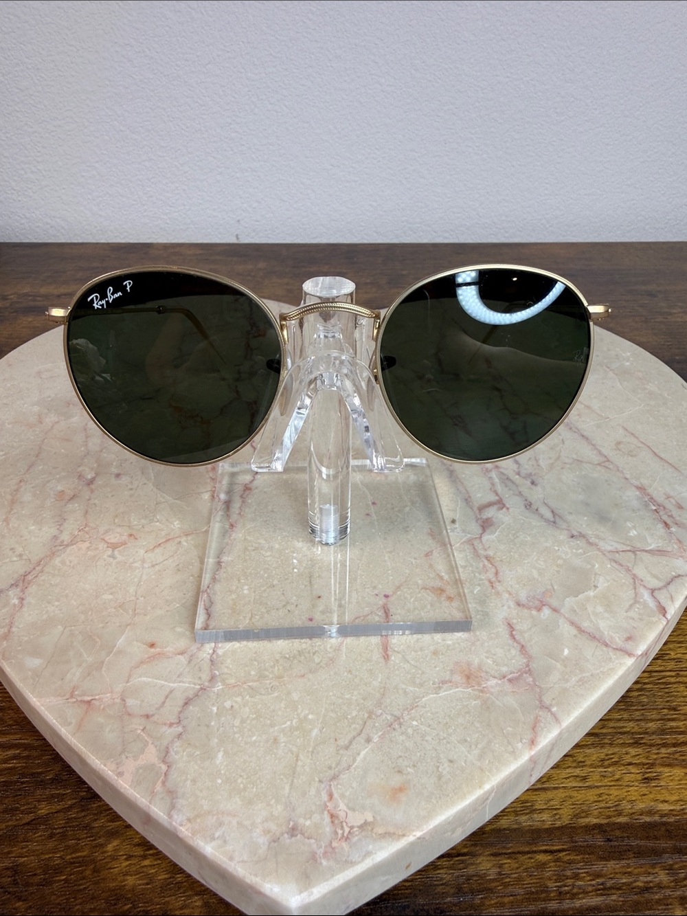 Ray-Ban Gold Frame Sunglasses with Dark Green Lenses